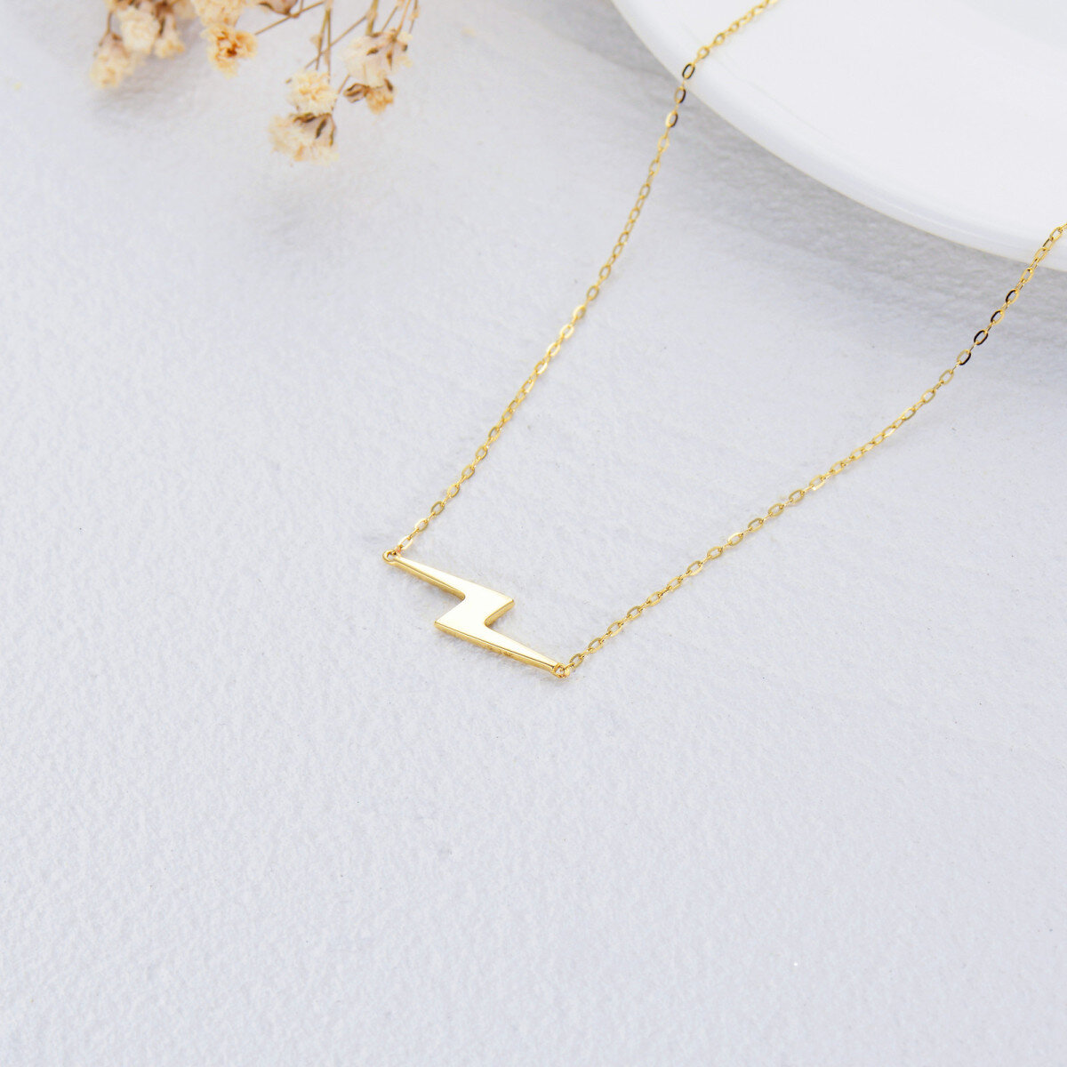 14K Gold Lightning Pendant Necklace-3