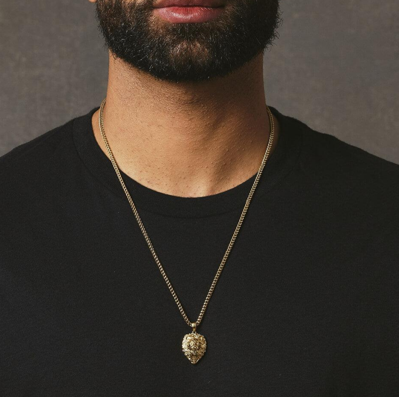 10K Gold Lion Pendant Charms-2