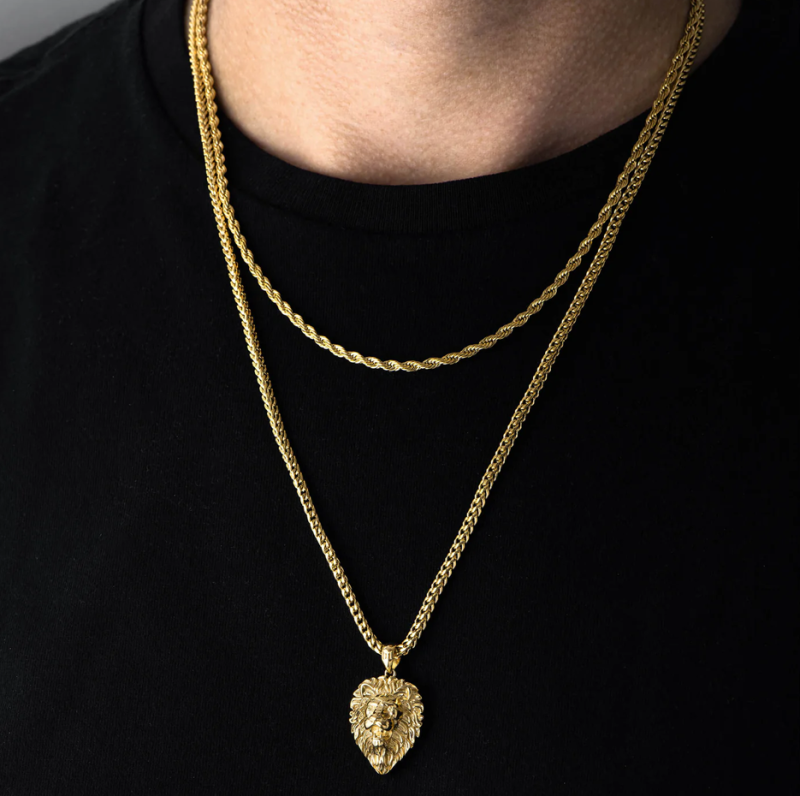 10K Gold Lion Pendant Charms-3