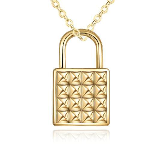 14K Gold Lock Cable Chain Necklace