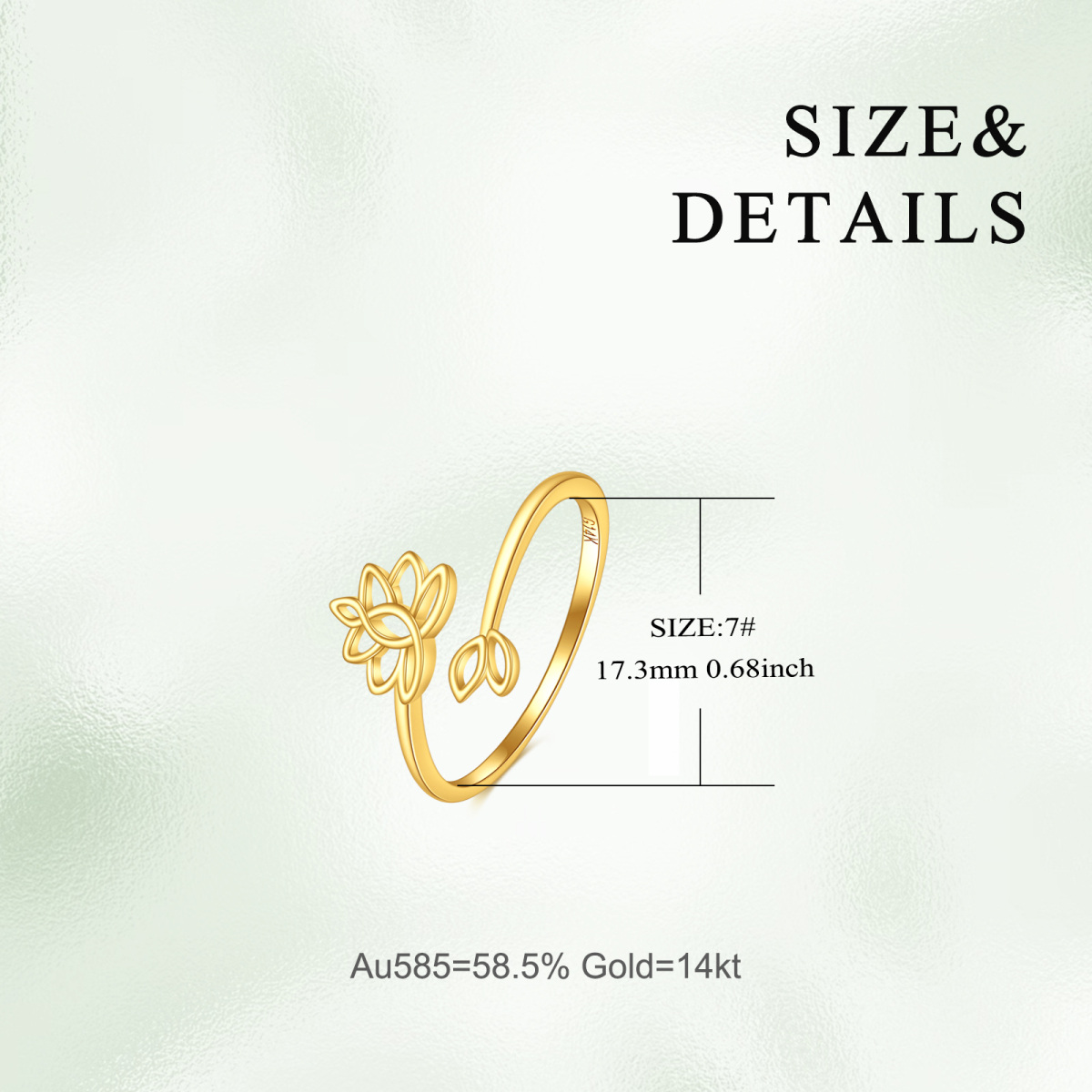 18K Gold Lotus Open Ring-4