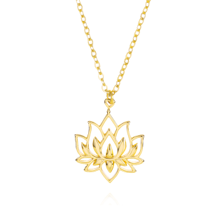 10K Gold Lotus Pendant Necklace-9