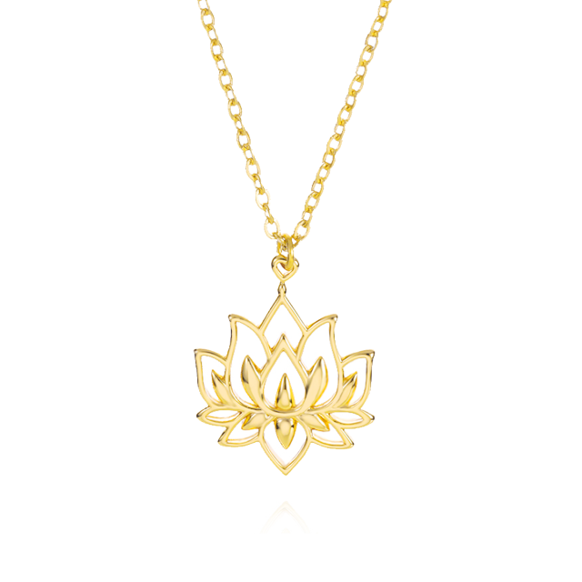 10K Gold Lotus Pendant Necklace