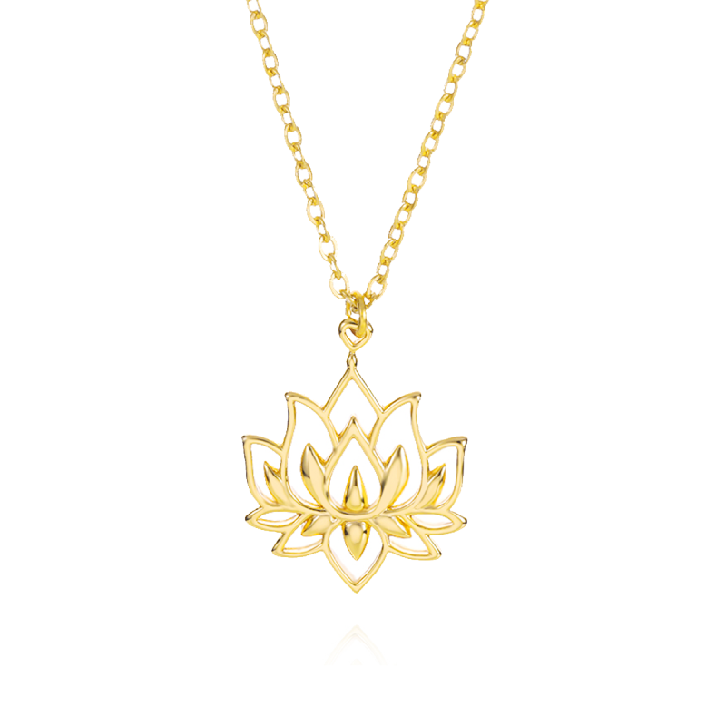 14K Gold Lotus Pendant Necklace