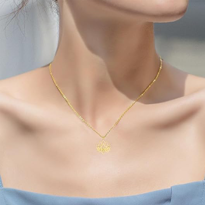 Collar Colgante Loto Oro 10K-2