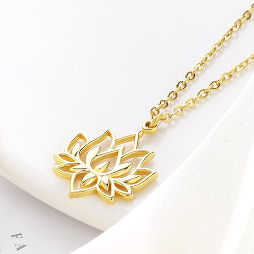 Collar Colgante Loto Oro 10K-3