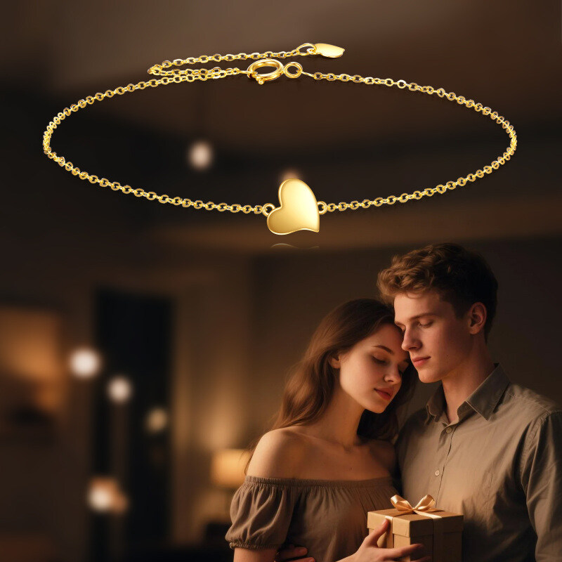 سوار من الذهب عيار 14 قيراطًا على شكل قلب الحب-4