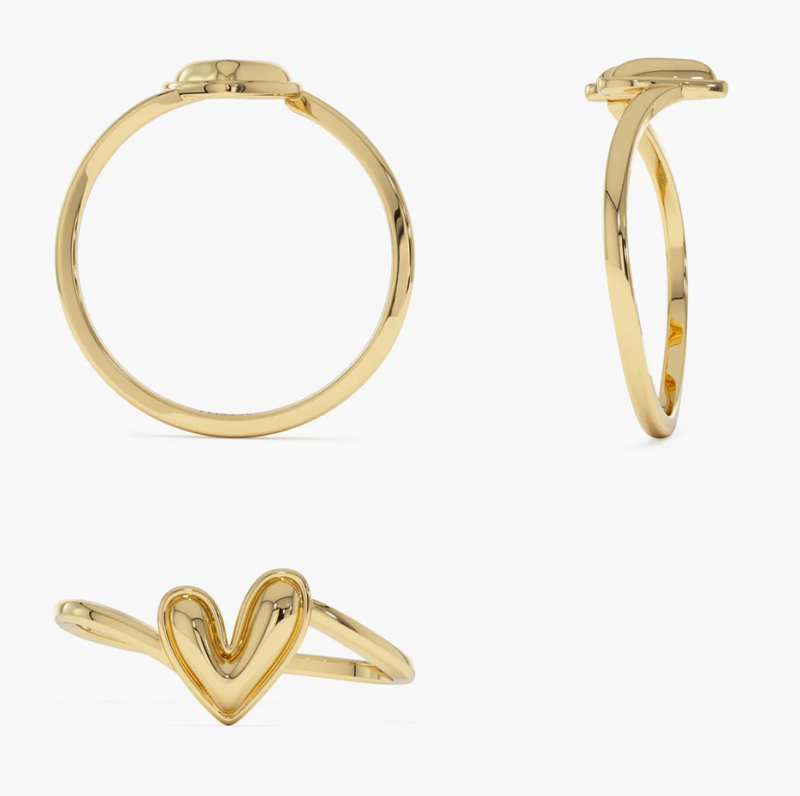 10K Gold Love Heart Ring-4