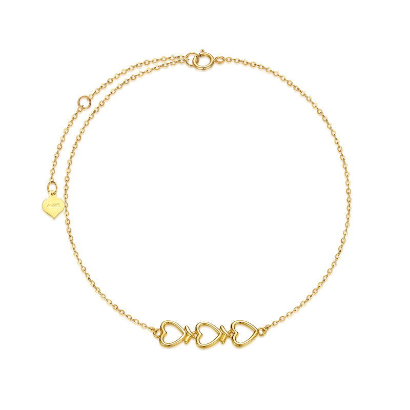 خلخال من الذهب عيار 10 قيراط على شكل قلب مع سحر طبقة واحدة على شكل قلب-1