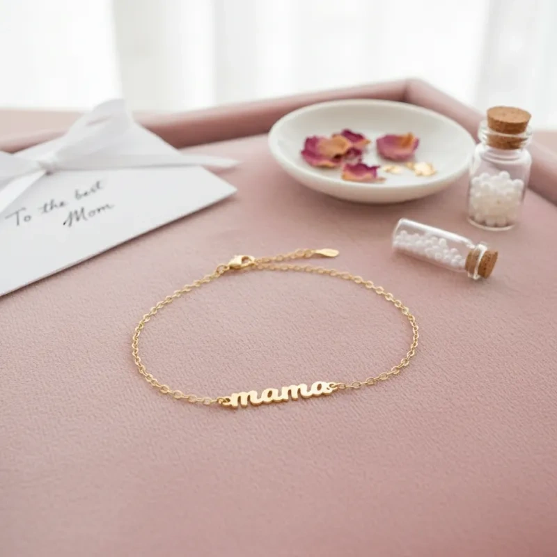 Bracelet à breloques en or rose 18 carats pour la mère-4