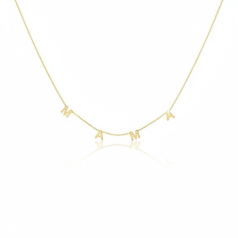 Collier en or 10 carats avec initiale « Maman »-1