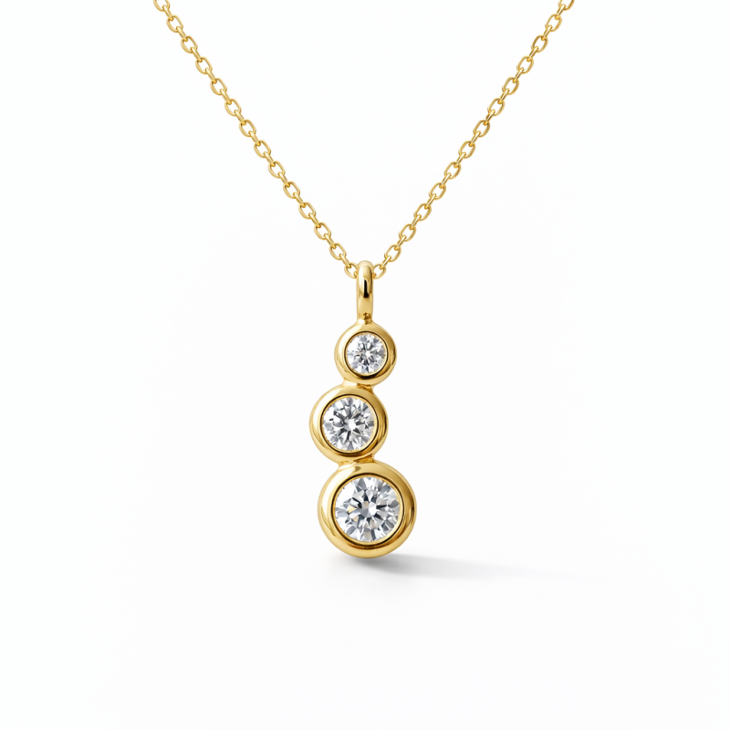 14K Gold Cubic Zirconia Mama Pendant Necklace-1