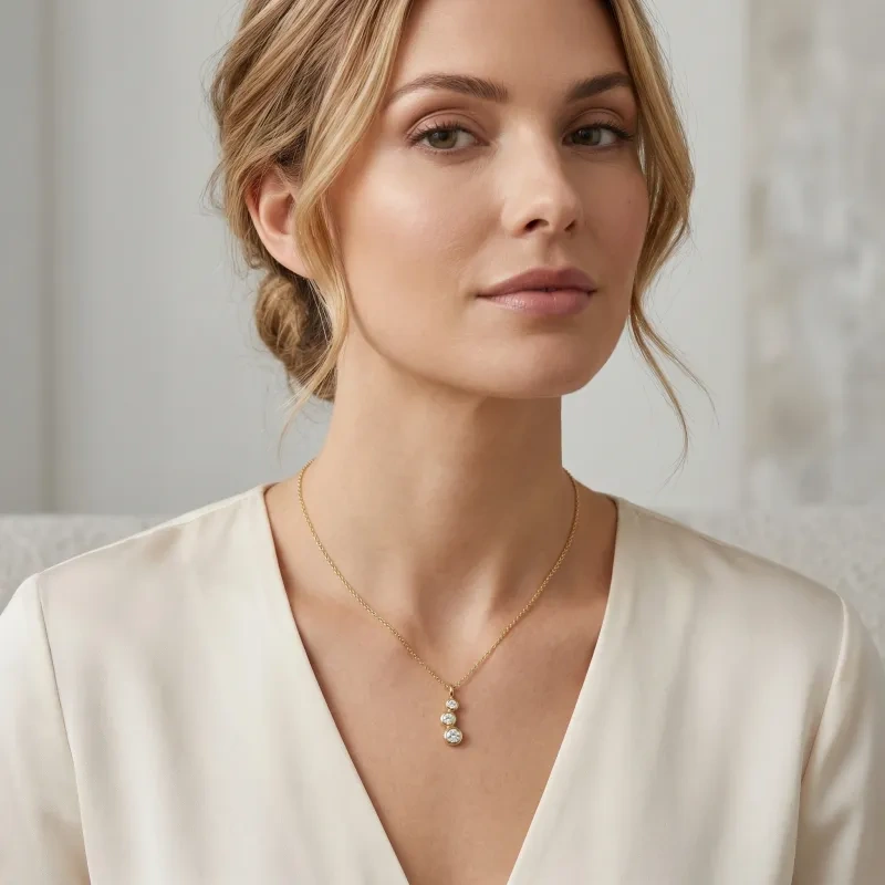 14K Gold Cubic Zirconia Mama Pendant Necklace-2