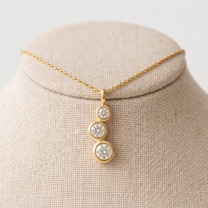 14K Gold Cubic Zirconia Mama Pendant Necklace-3