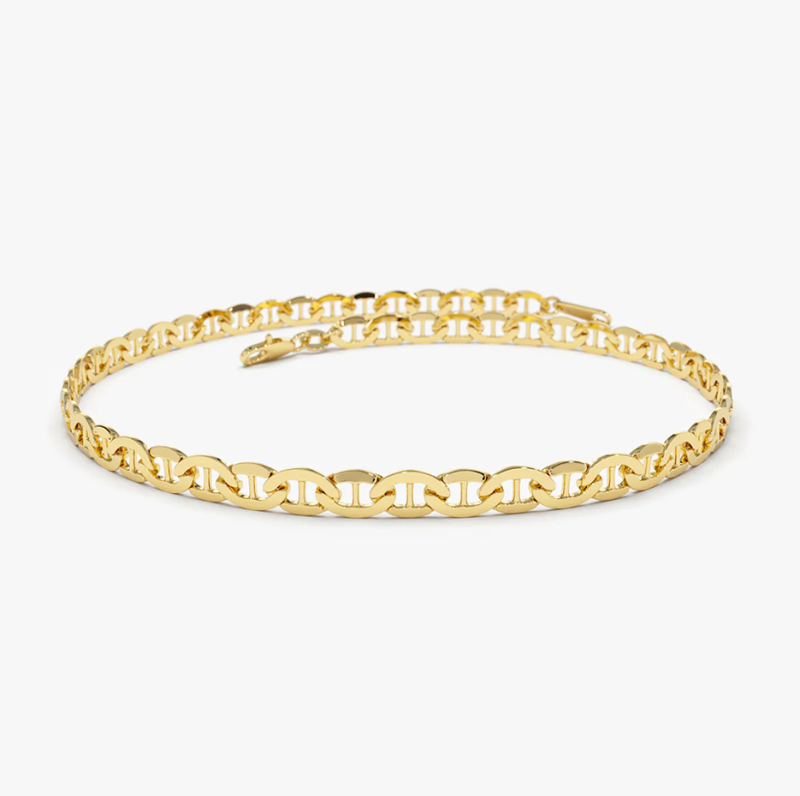 10K Gold Mariner Chain Link Bracelet 3.5mm-12