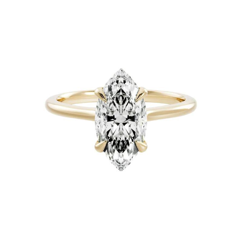 14K Gold Marquise Cut Moissanite Engagement Ring-11