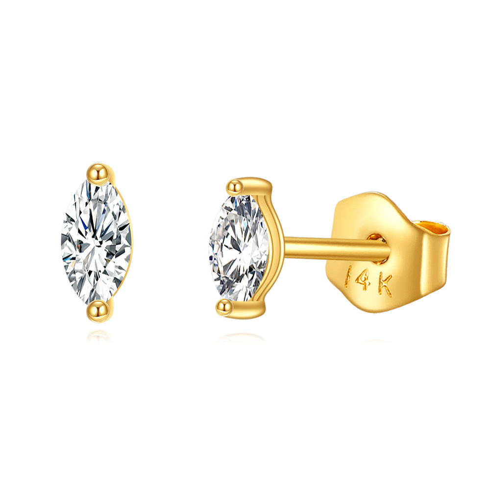 10K Gold Marquise Cut Moissanite Stud Earrings-1