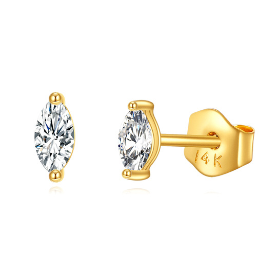 10K Gold Marquise Cut Moissanite Stud Earrings-1