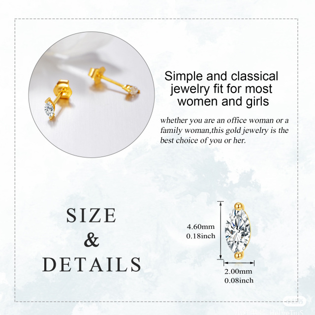 10K Gold Marquise Cut Moissanite Stud Earrings-5