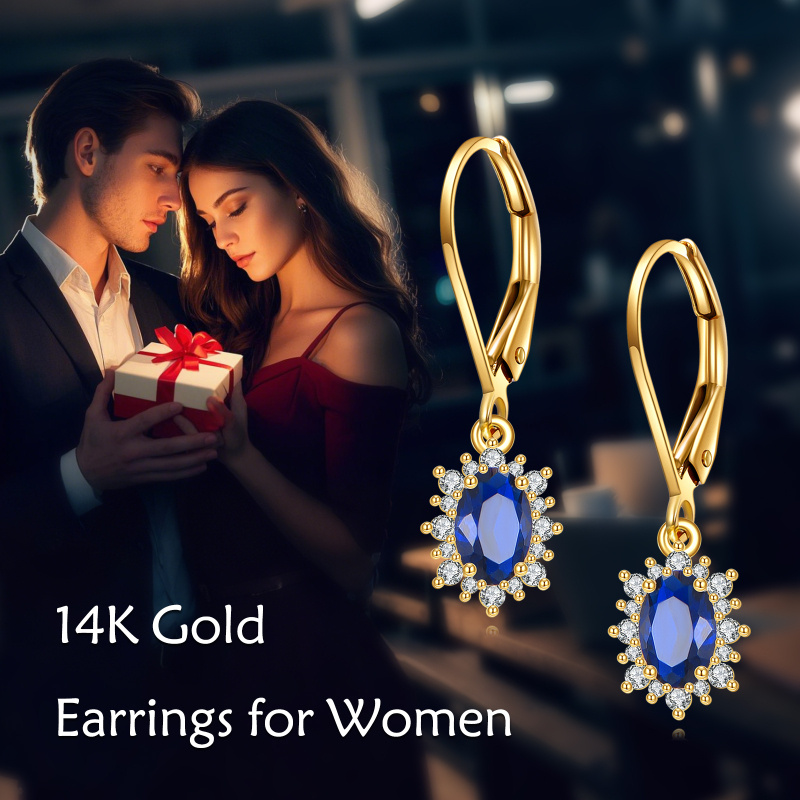 Kolczyki z zapięciem dźwigniowym z szafirem w szlifie markizowym 18K ze złota-6