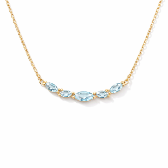10K Gold Marquise Cut Topaz Pendant Necklace