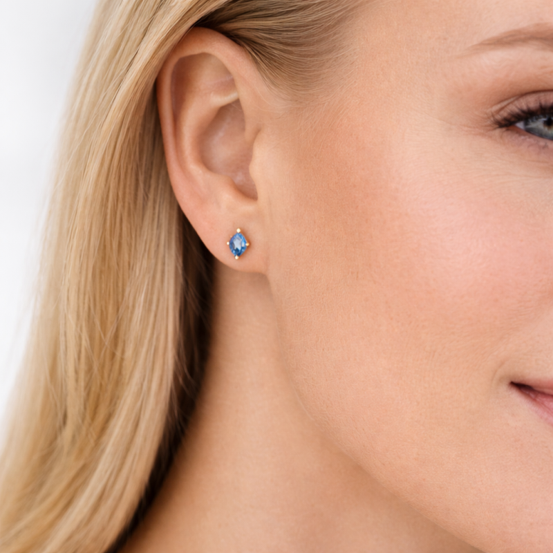 Pendientes de tachuelas de topacio con corte marquesa en oro de 14 quilates-2