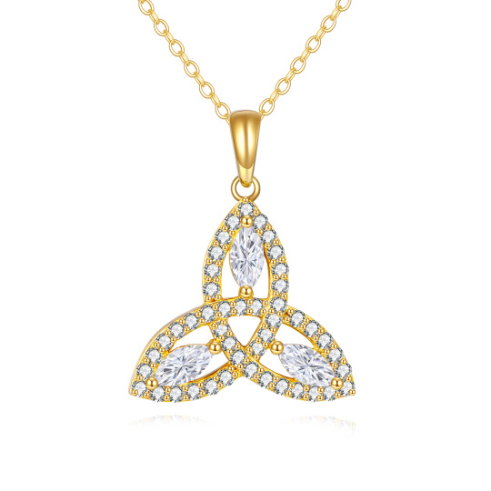 10K Gold Marquise Moissanite Celtic Knot Pendant Necklace