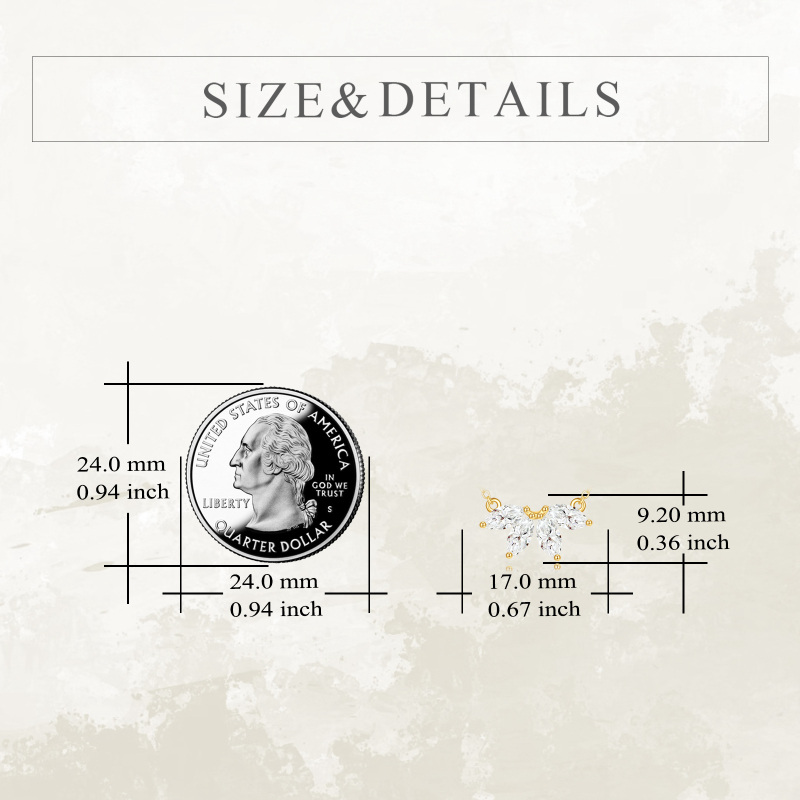 10K Gold Marquise Shaped Zircon Marquis Flower Pendant Necklace-5