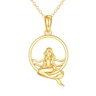 14K Gold Mermaid Pendant Necklace-1