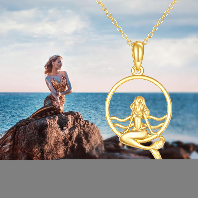 Naszyjnik z platyny i białego złota z wisiorkiem w kształcie syreny-5