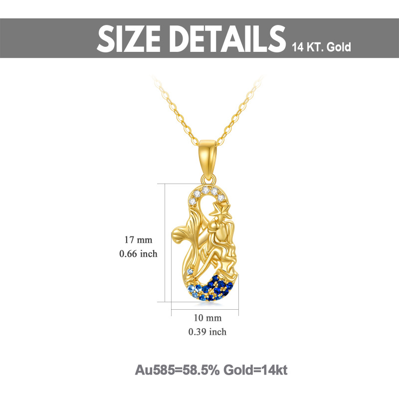 10K Gold Cubic Zirconia Mermaid Pendant Necklace-5