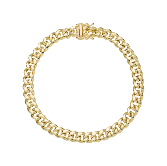 Fußkettchen aus 14 Karat Gold mit kubanischer Miami-Gliederkette, 3 mm