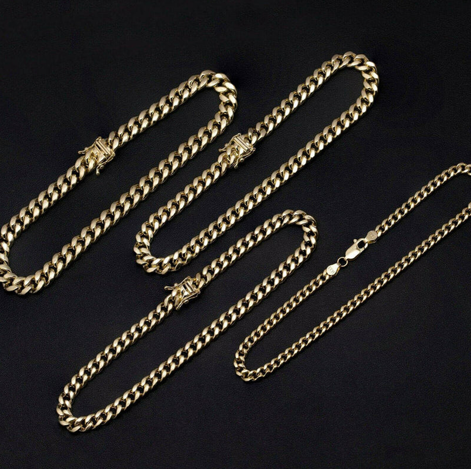 14K Gold Miami Cuban Link Chain Anklet 3mm-4