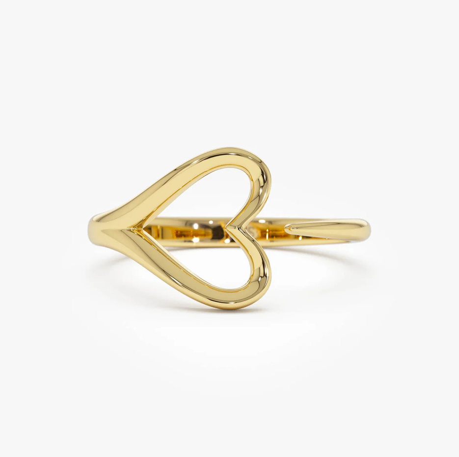 14k Gold Minimalist Heart Outline Band-1