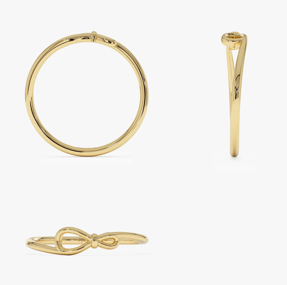 Aliança de Nó Minimalista em Ouro 14k-4