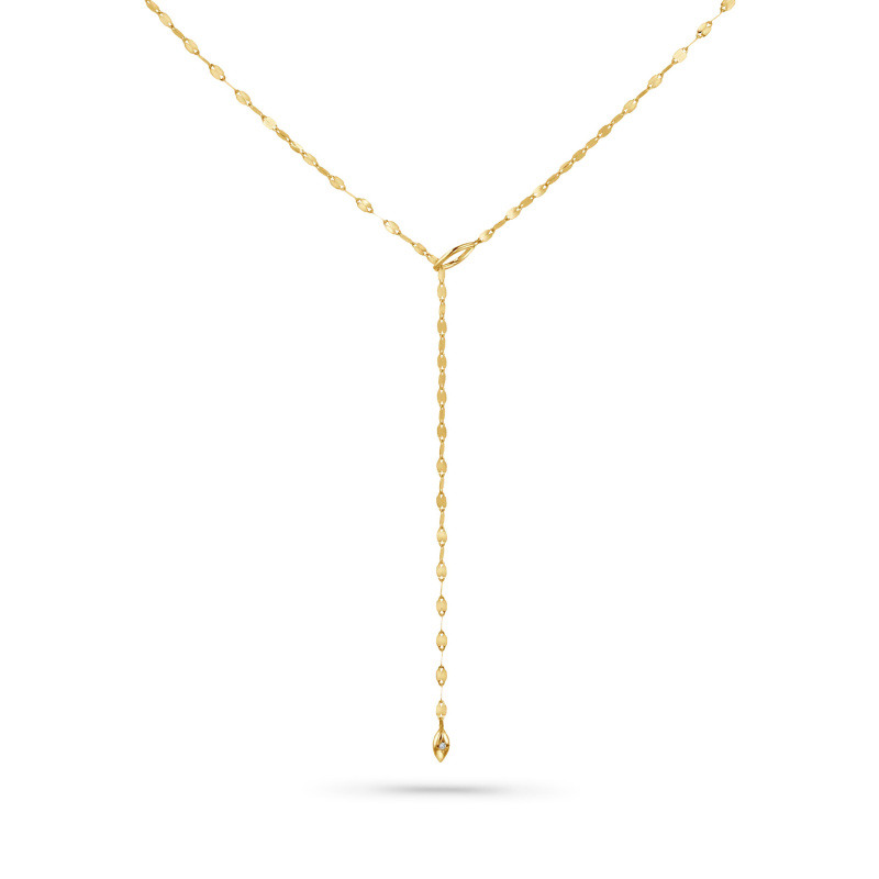 10K Gold Moissanite Adjustable Y Necklace-1