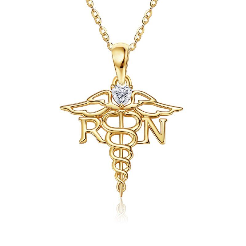 Colar com Pingente de Asa de Anjo em Moissanita e Ouro 14K para Enfermeiras-7