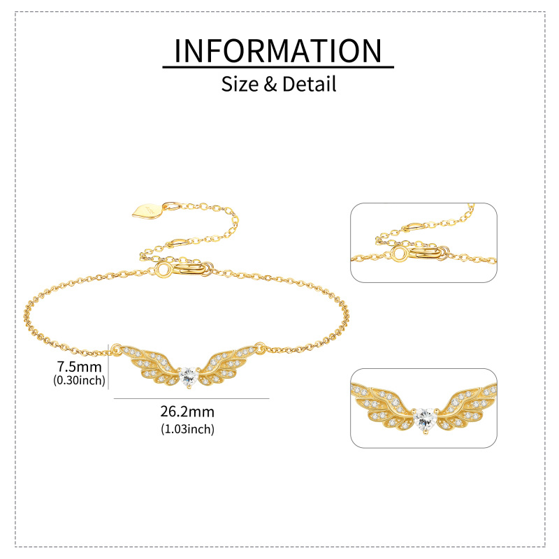 10K White Gold Moissanite Angel Wing Charm Bracelet-6