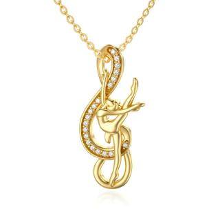 14K Gold Moissanite Ballet Dancer & Infinity Symbol Pendant Necklace-5