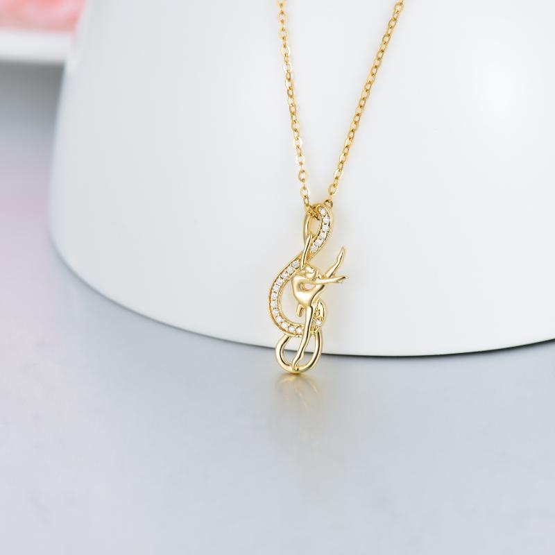 Naszyjnik z 14-karatowego złota Moissanite Ballet Dancer & Infinity Symbol-3