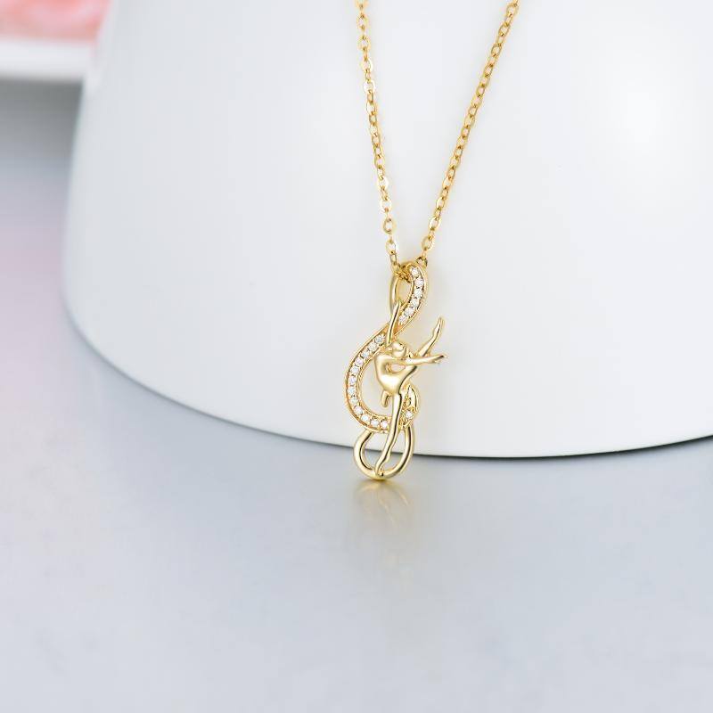 14K Gold Moissanite Ballet Dancer & Infinity Symbol Pendant Necklace-3