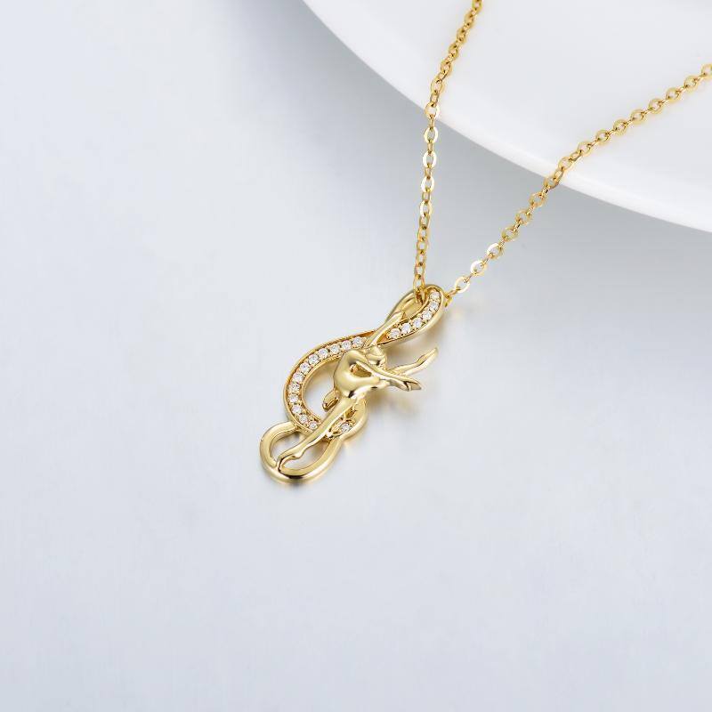 14K Gold Moissanite Ballet Dancer & Infinity Symbol Pendant Necklace-4