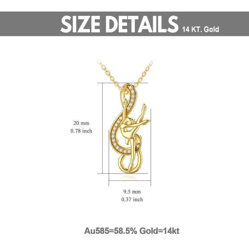 Naszyjnik z 14-karatowego złota Moissanite Ballet Dancer & Infinity Symbol-5