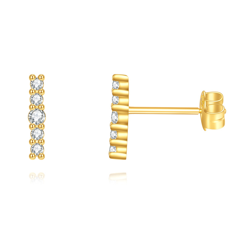 10K Gold Moissanite Bar Earrings-8