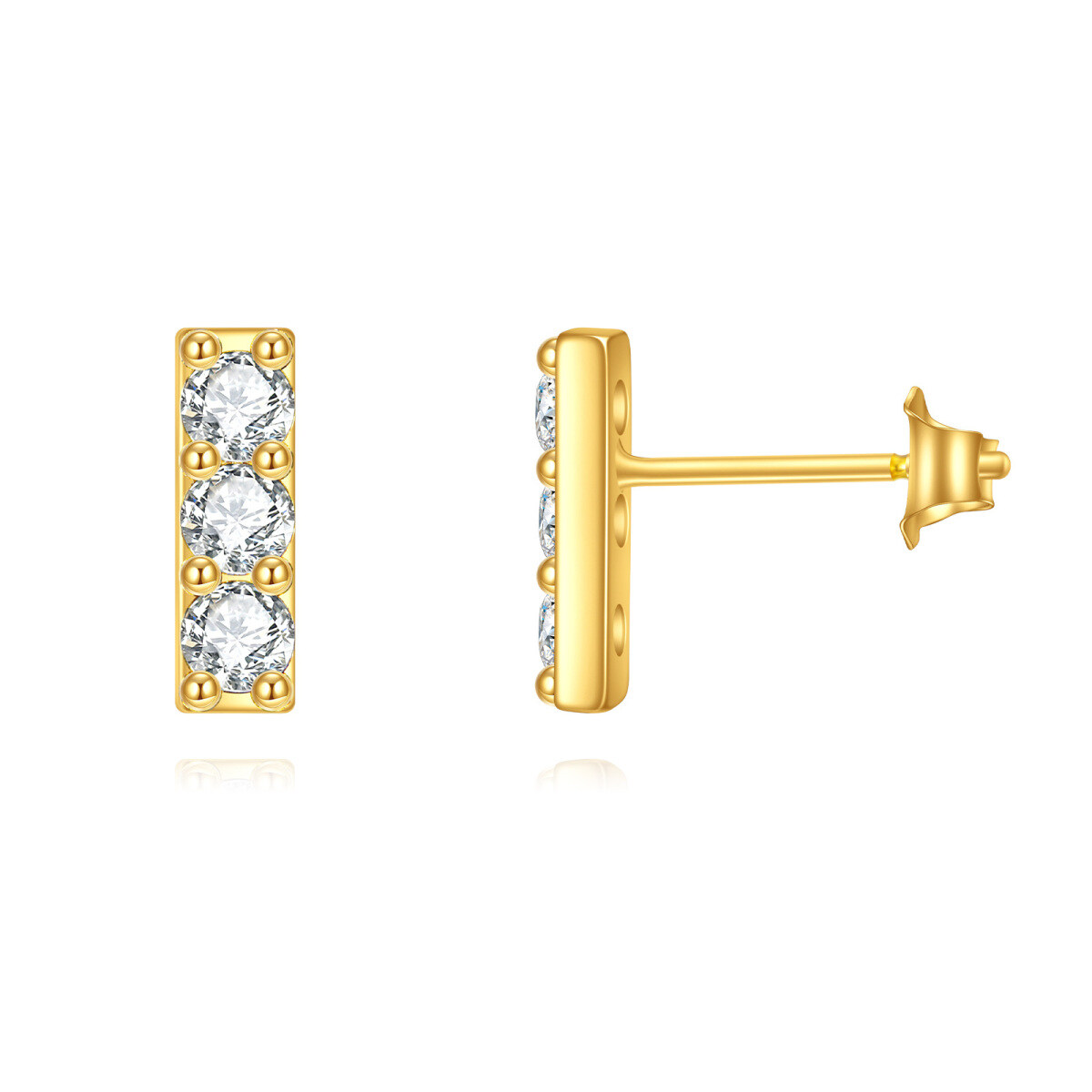 14K Gold Moissanite Bar Earrings-1