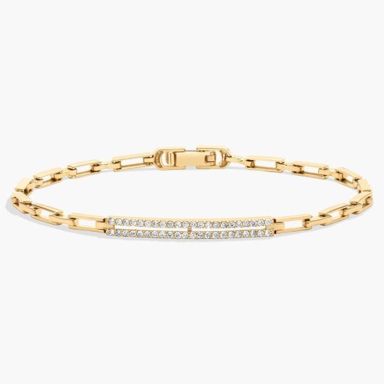 14K Gold Moissanite Bar Paperclip Bracelet
