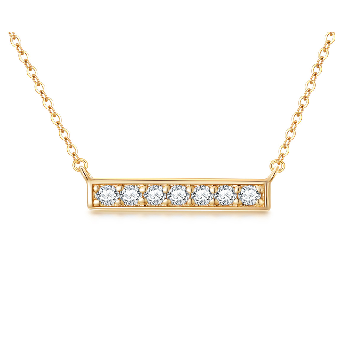 Collar Colgante Barra Moissanite Oro 14K-1