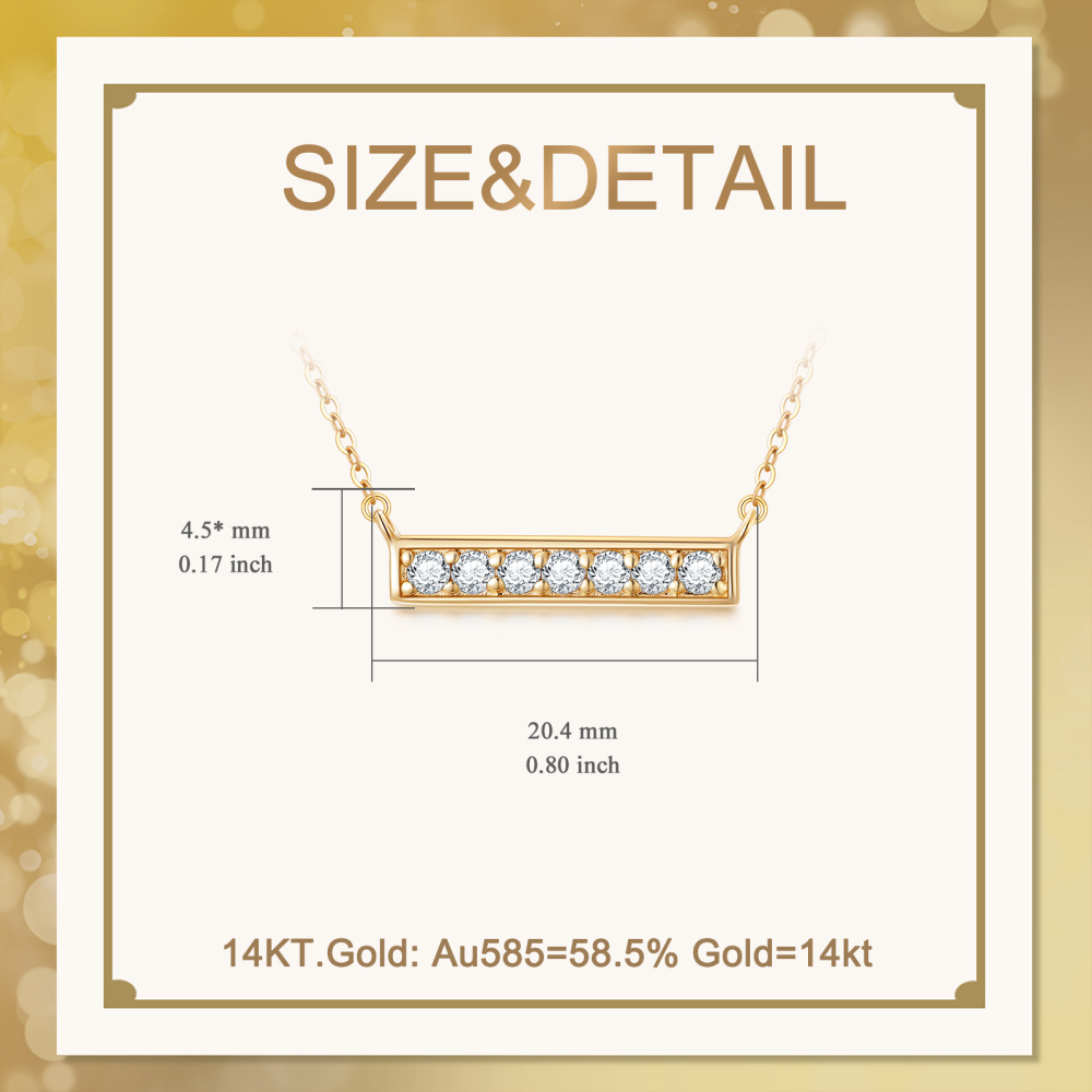 10K Gold Moissanite Bar Pendant Necklace-6