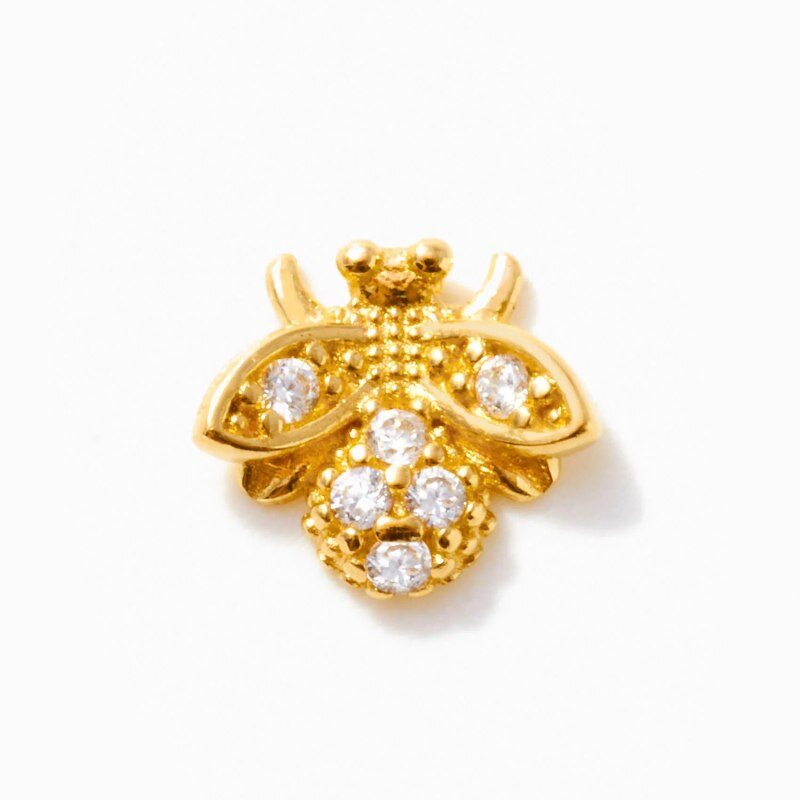 14K Gold Moissanite Bee Stud Earrings-1