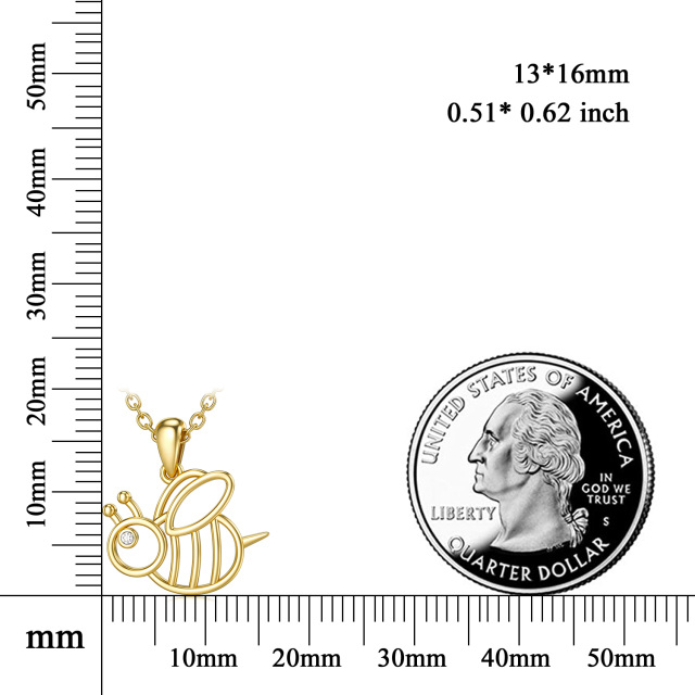 Halskette mit Bienen-Anhänger aus 14 Karat Gold mit Moissanit-3